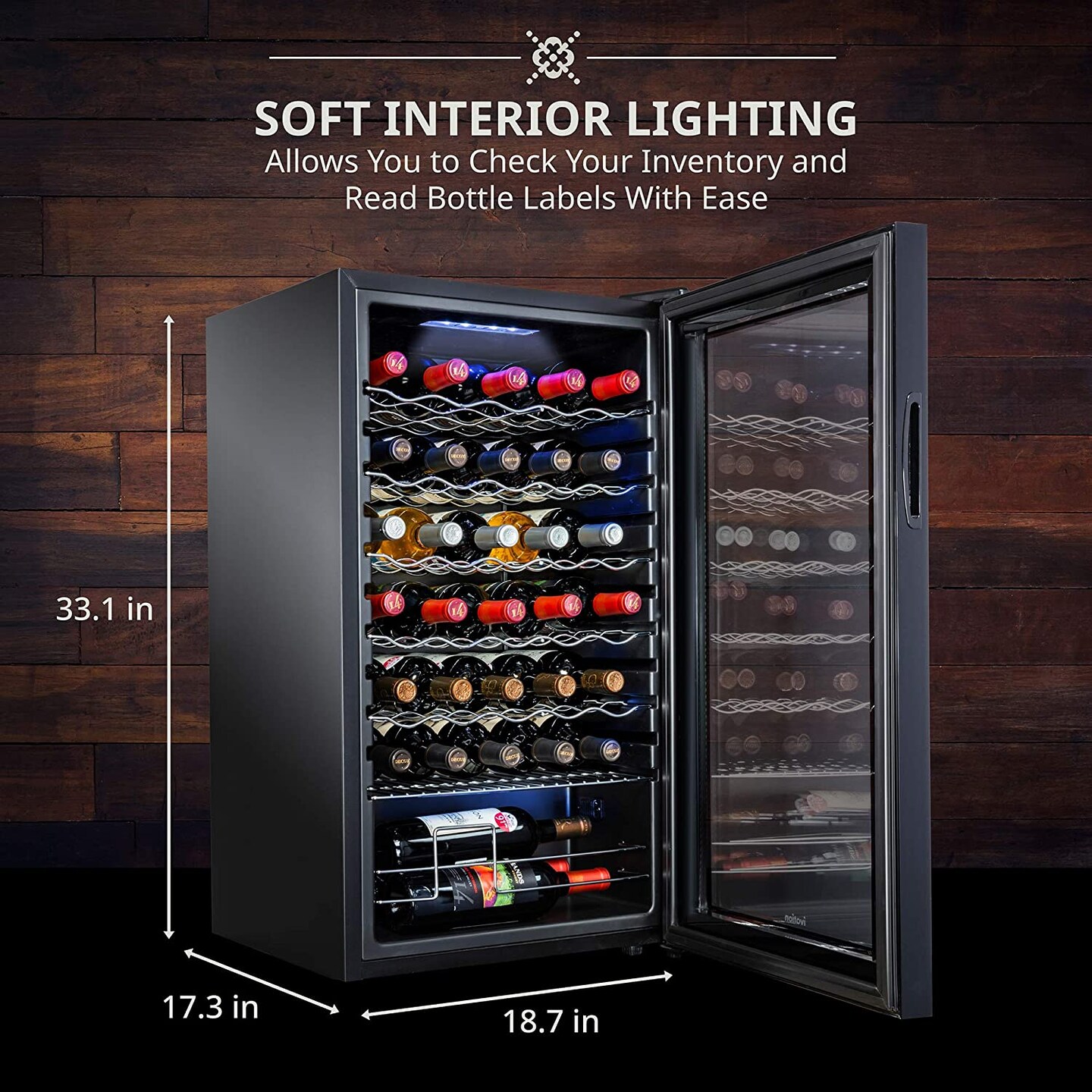 Ivation 34-Bottle Wine Cooler, Compact Freestanding Wine Fridge with Lock