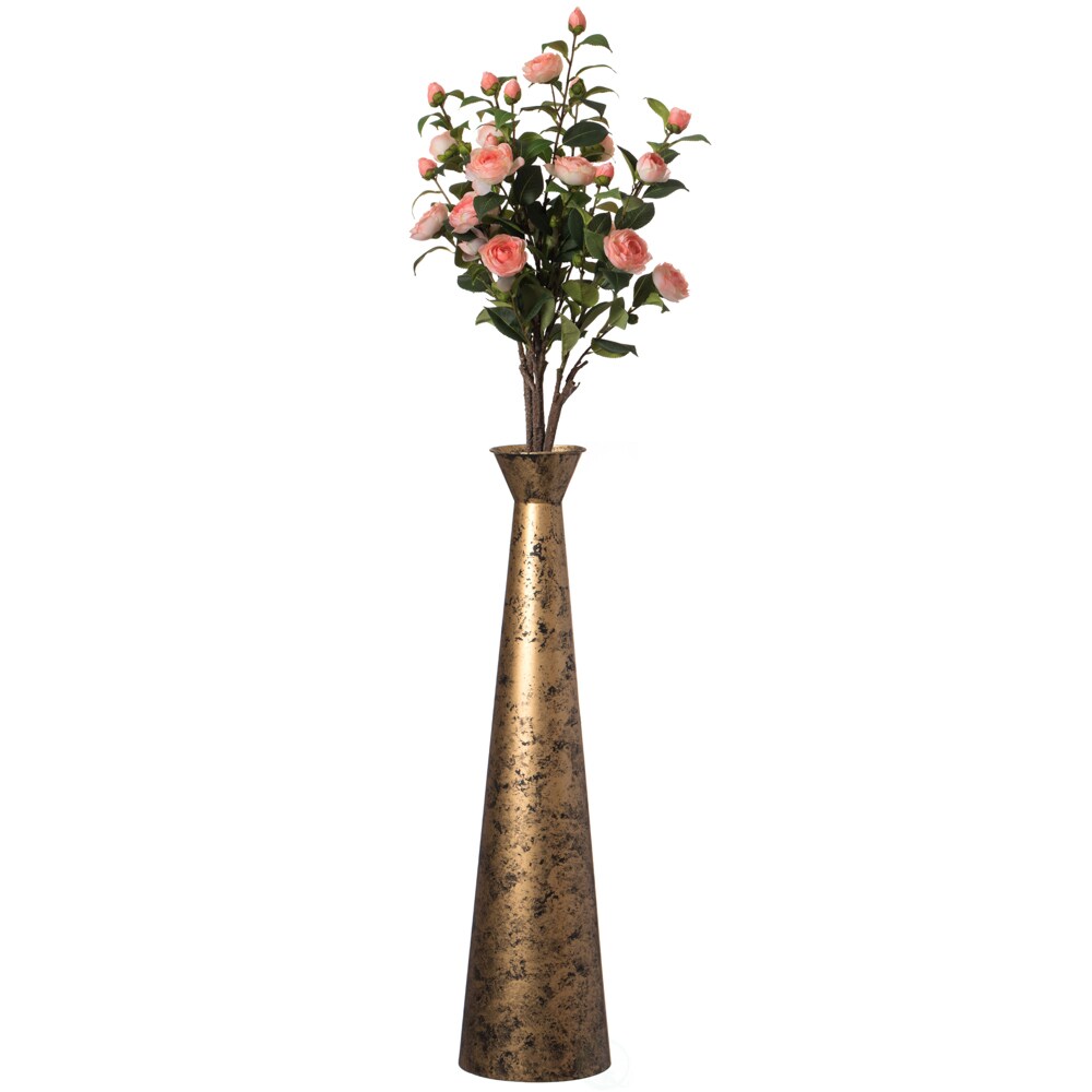Brushed Metal Floor Vase Modern Decorative Straight Design Entryway Living Room
