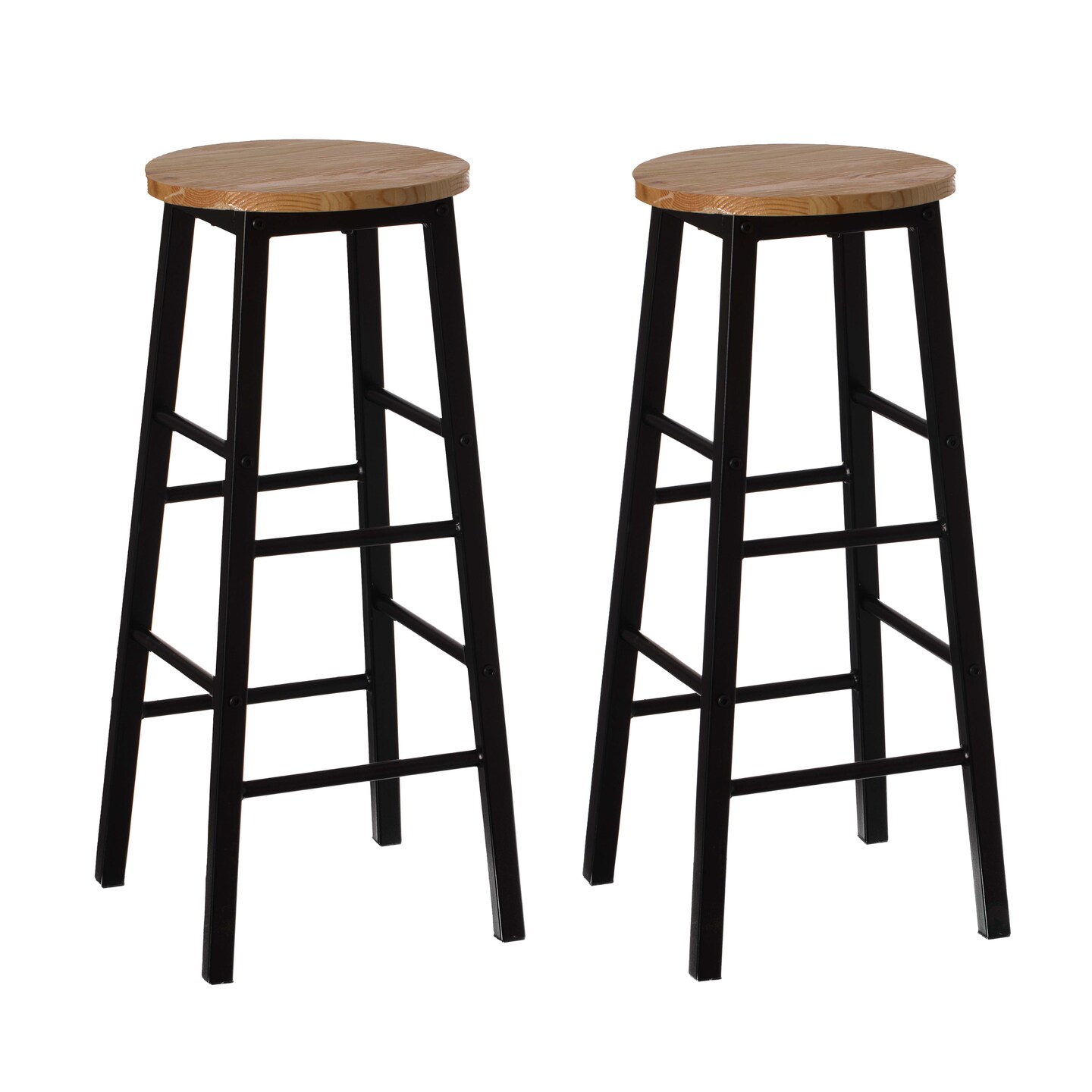 Vintiquewise 28&#x22; High Wooden Rustic Round Bar Stool with Footrest for Indoor and Outdoor
