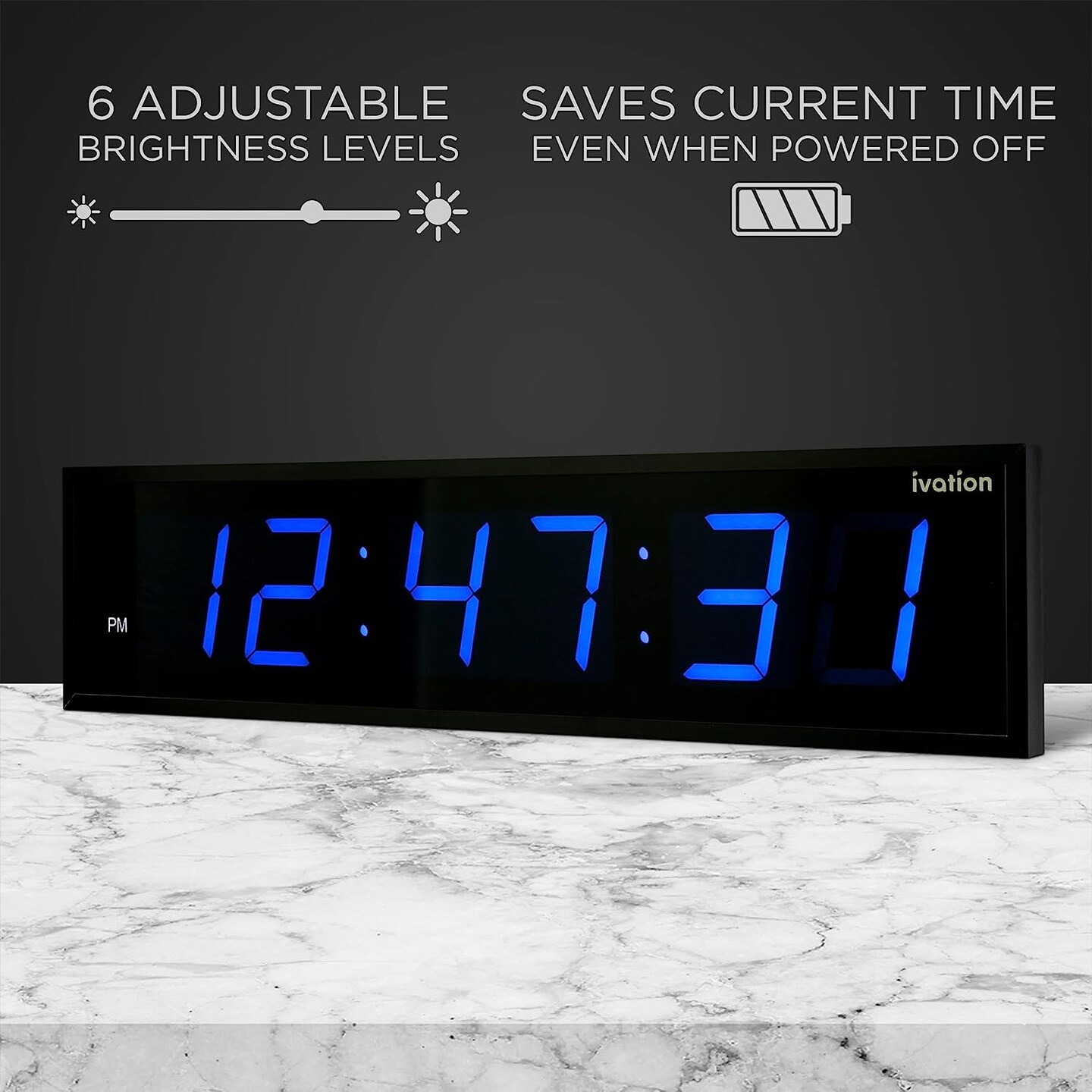 Ivation 72 in. Large Digital Wall Clock, LED Digital Clock with Timer and Alarm