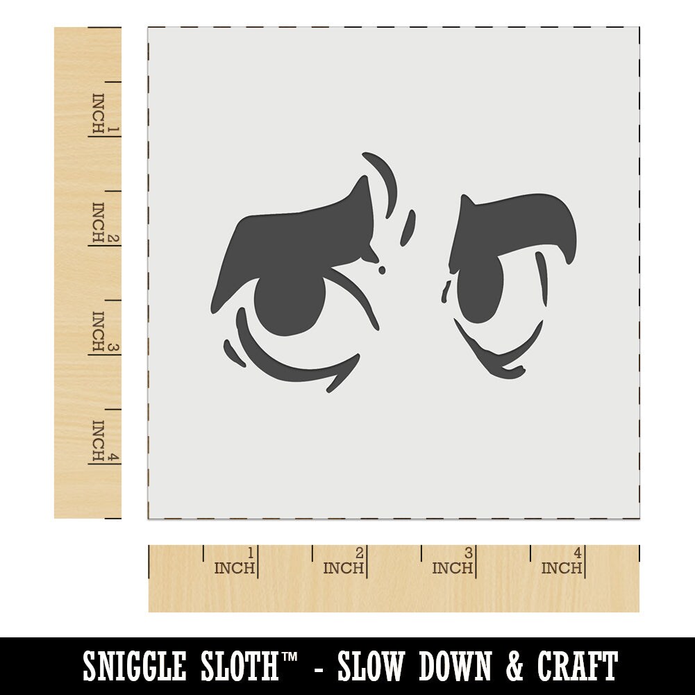 Worried Cartoon Eyes Looking to the Side Wall Cookie DIY Craft Reusable Stencil