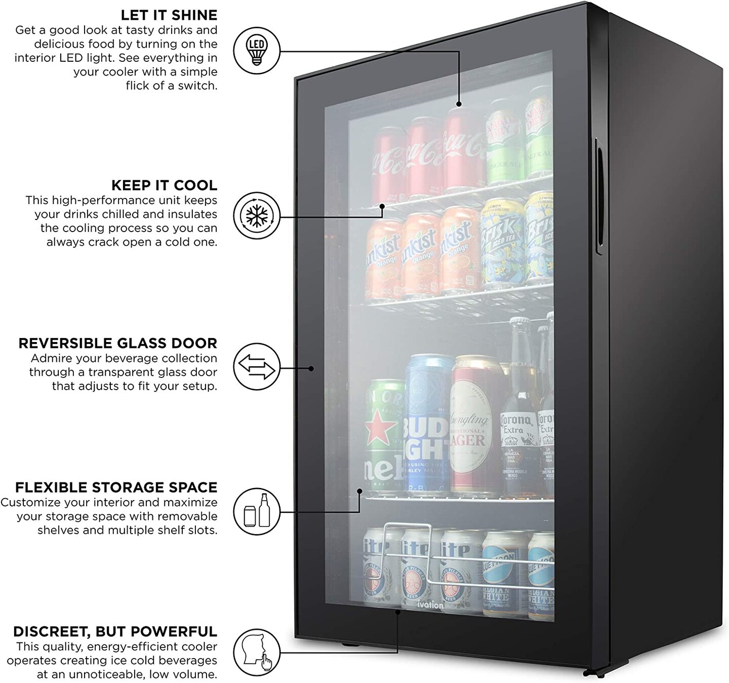 Ivation Beverage Refrigerator Ultra Cool Mini Fridge Beer, Juice Cooler for Home &#x26; Office - Black