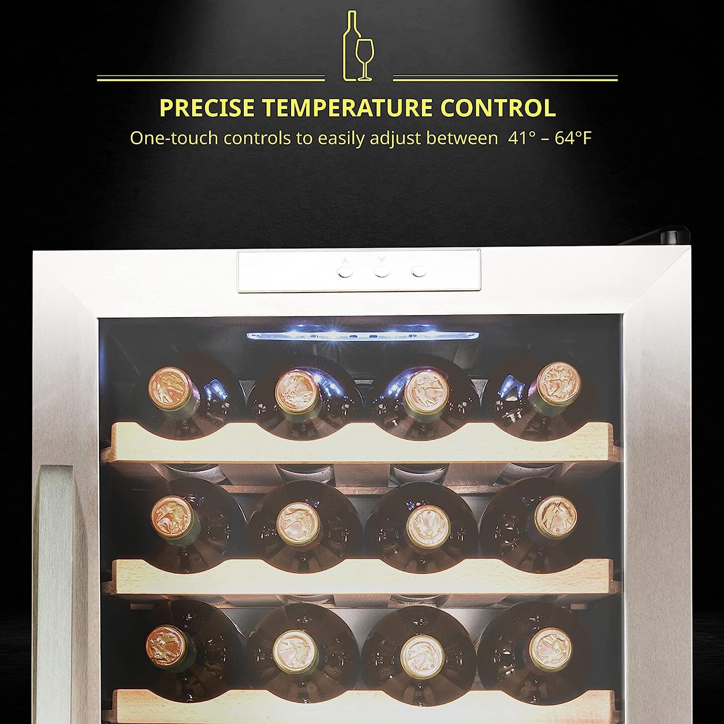 Schmecke 24-Bottle Wine Fridge, Freestanding Wine Refrigerator, Small Wine Cooler