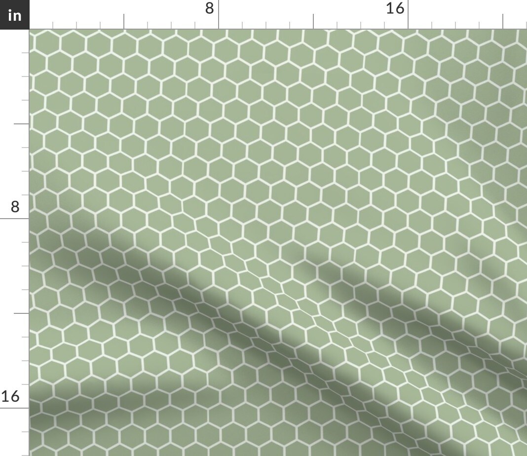 Sage Green Neutral Graphic Shapes Minimalist Honeycomb Custom Printed Fabric by Spoonflower Various Fabrics by the Yard or Fat Quarter