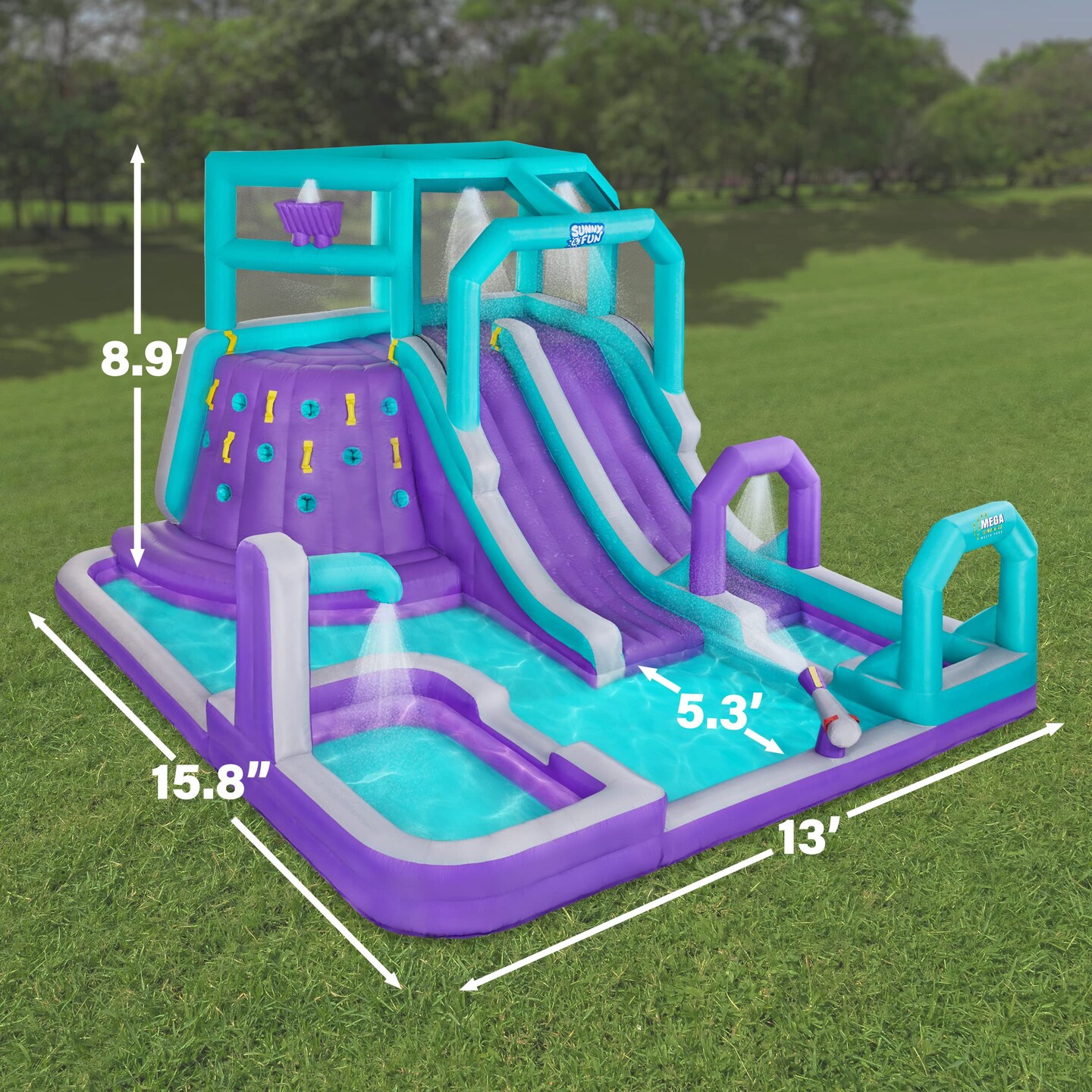 Sunny &#x26; Fun Mega Inflatable Kids Backyard Water Slide Park