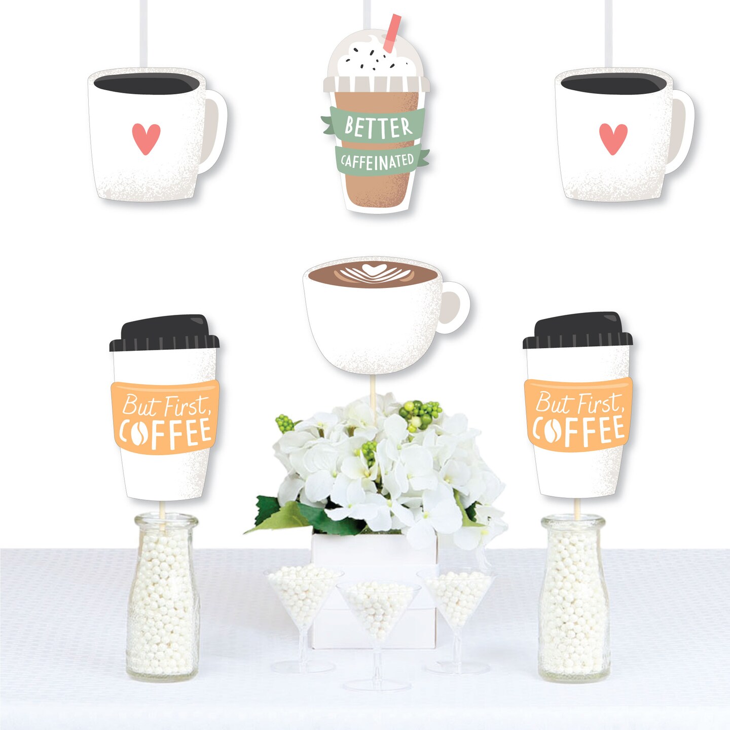Big Dot of Happiness But First, Coffee - Decorations DIY Cafe Themed Party Essentials - Set of 20