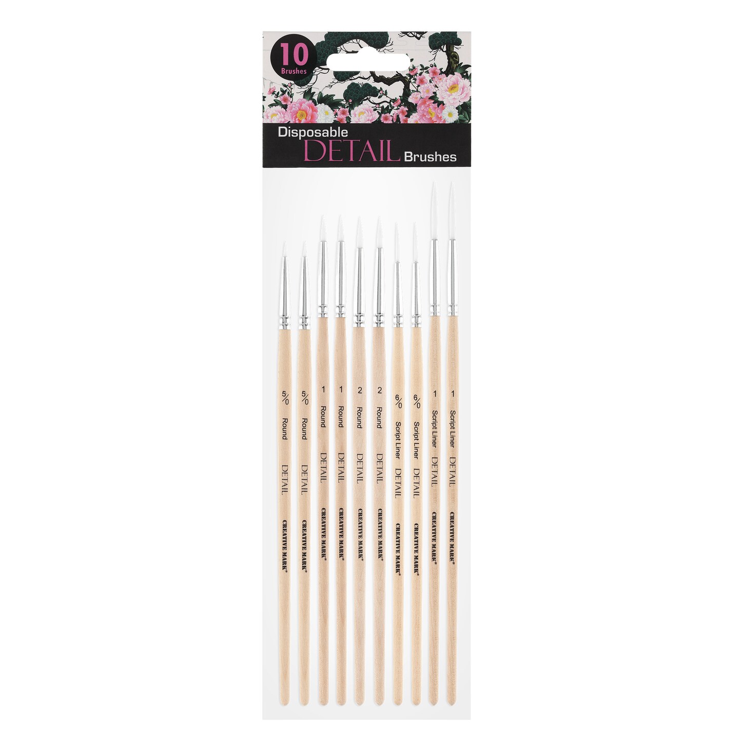 Creative Mark Disposable Detail Brushes - Disposable Detail Brushes for One-Time Use Painting, Commissions, Teachers, Classrooms, &#x26; More! - Set of 10