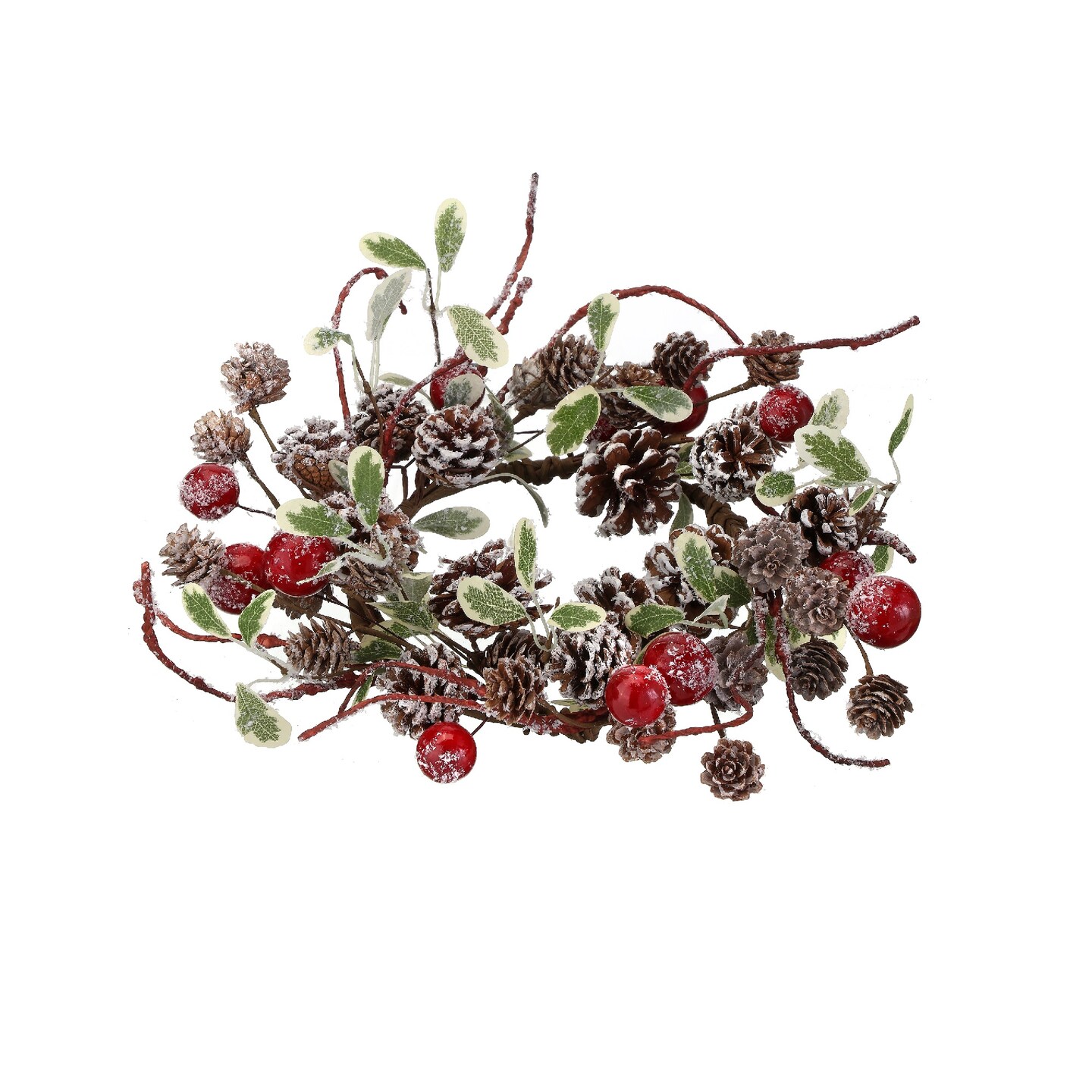 Contemporary Home Living 12" Frosted Pinecone and Cranberry Leaf