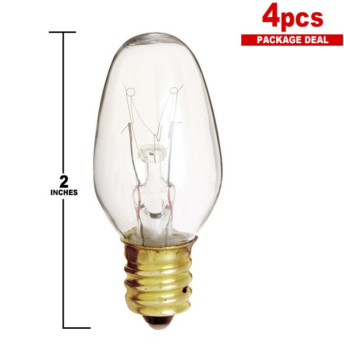 Satco S4725 7W 120V C7 Clear E12 Candelabra Base Incandescent bulb x 4 pack