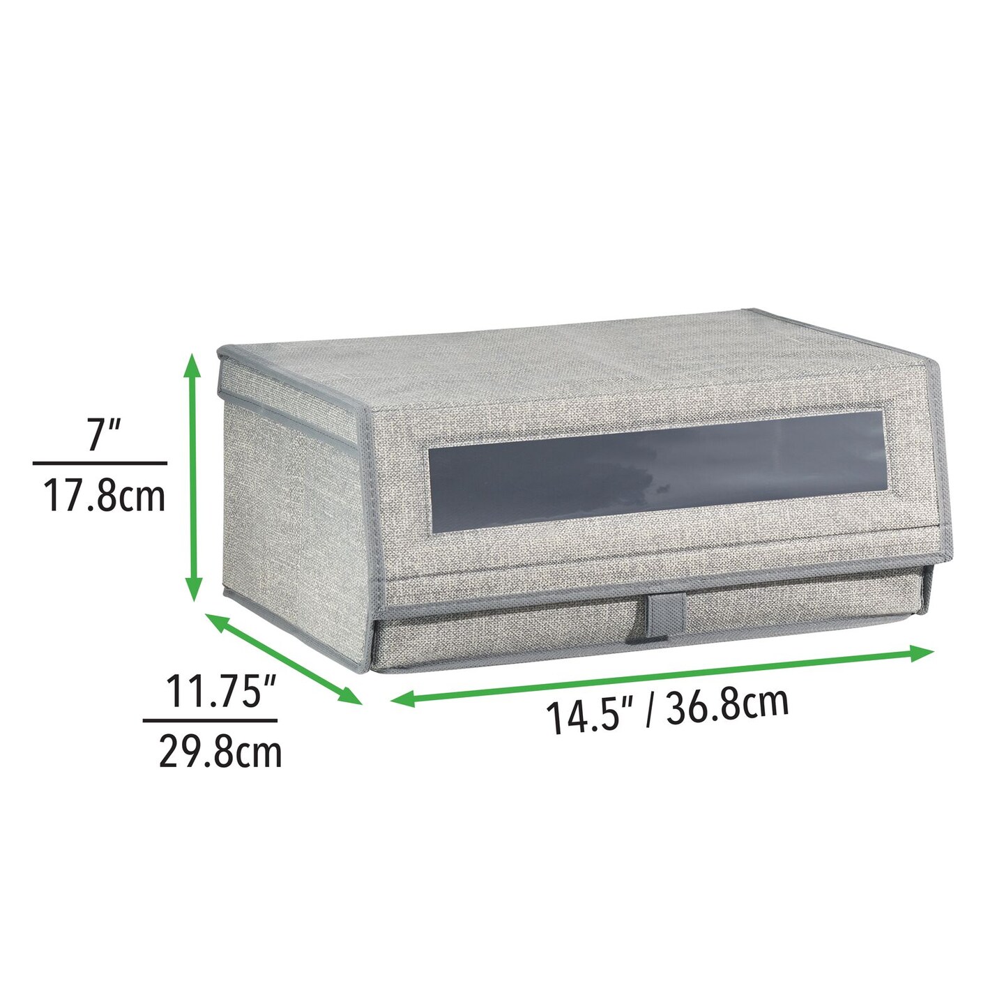 mDesign Stackable Fabric Closet Storage Shoe Box - Large