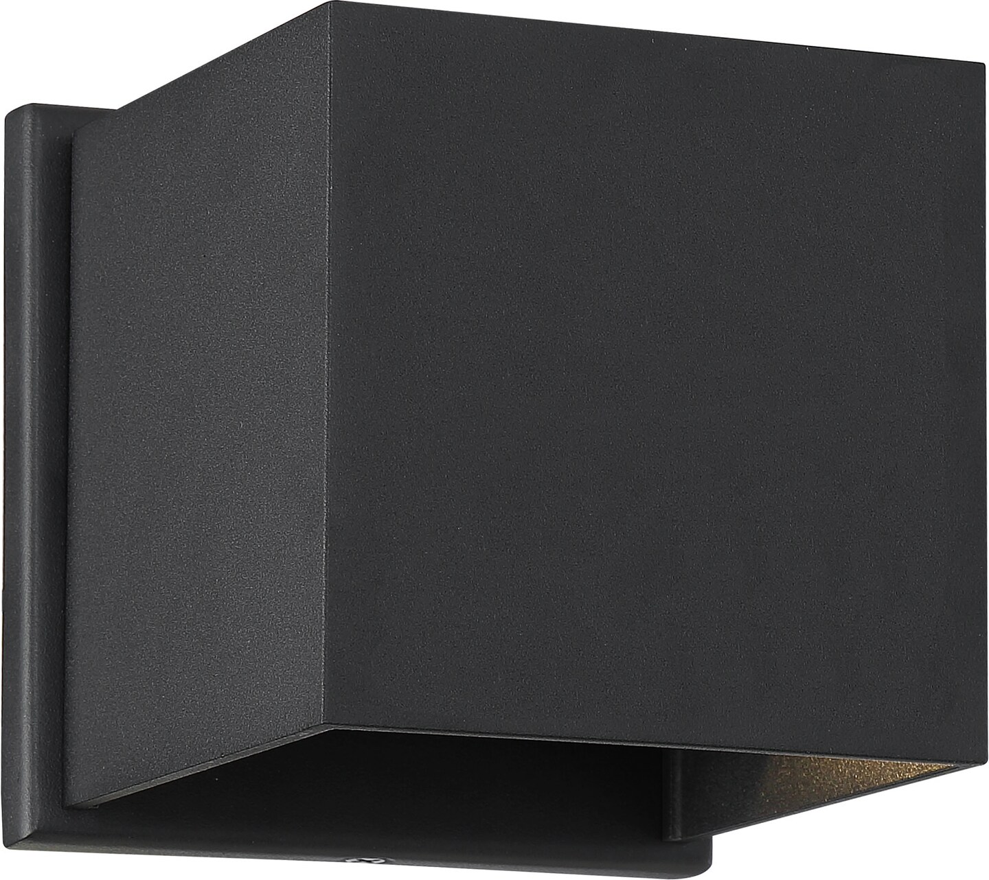 Nuvo Lightgate 1-Light 5w LED Wall Square Sconce w/ Black &#x26; Clear Ribbed Glass