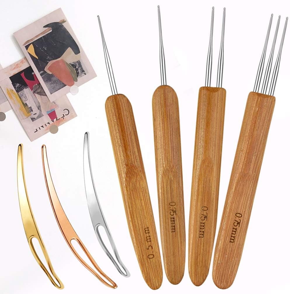 7 Pieces Dreadlock Crochet Hook Include Dreadlocks Crochet Hair Weaving Needle Tool 2 Pieces 1 Hook + 1 Pieces 2 Hooks + 1 Pieces 3 Hooks + 3 Pieces Hair Braid Craft Locking