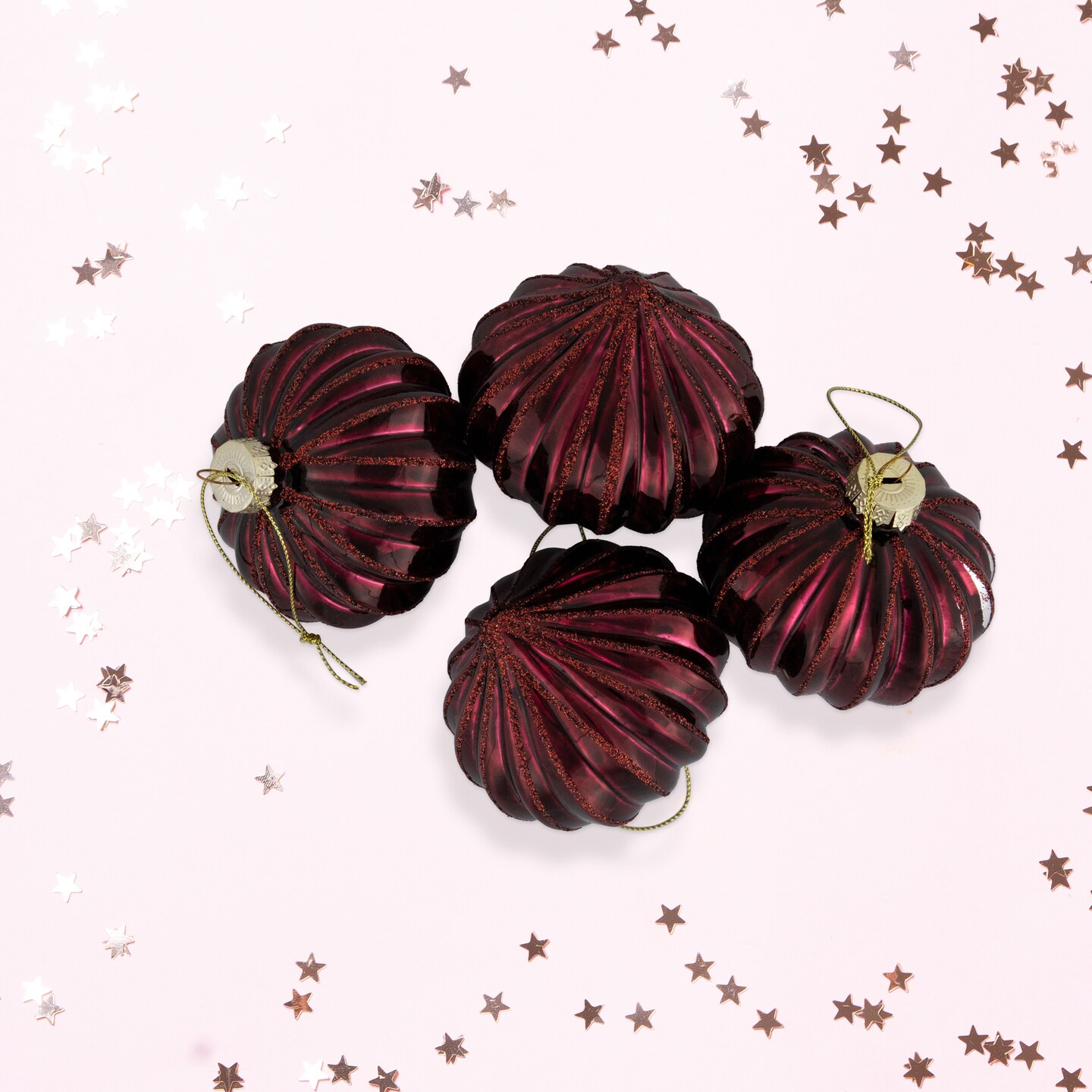 Northlight Glittered Onion Glass Christmas Ornaments - 3.25&#x22; - Maroon - 4ct
