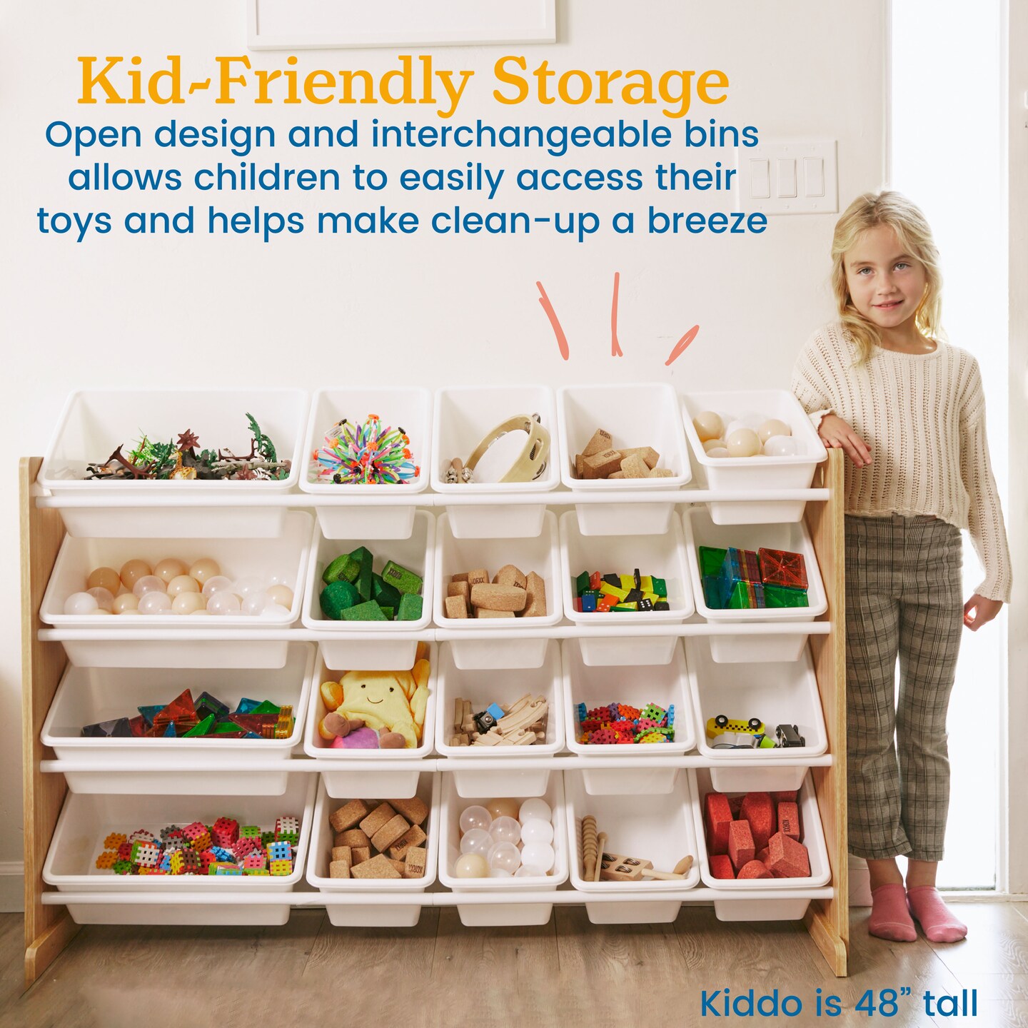 4-Tier Organizer with 20 Bins, Toy Storage