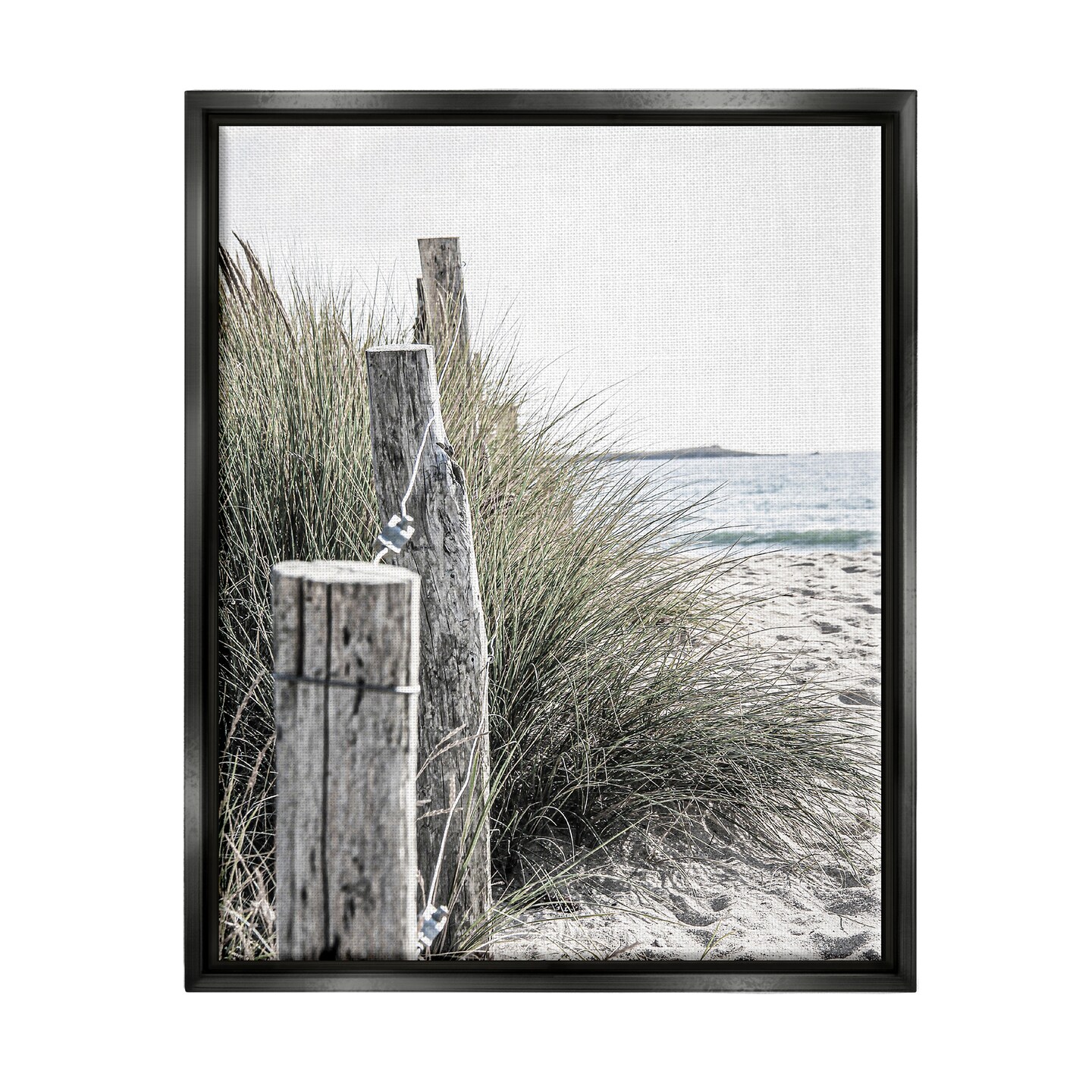 Stupell Industries Coastal Beach Landscape Framed Floater Canvas Wall ...