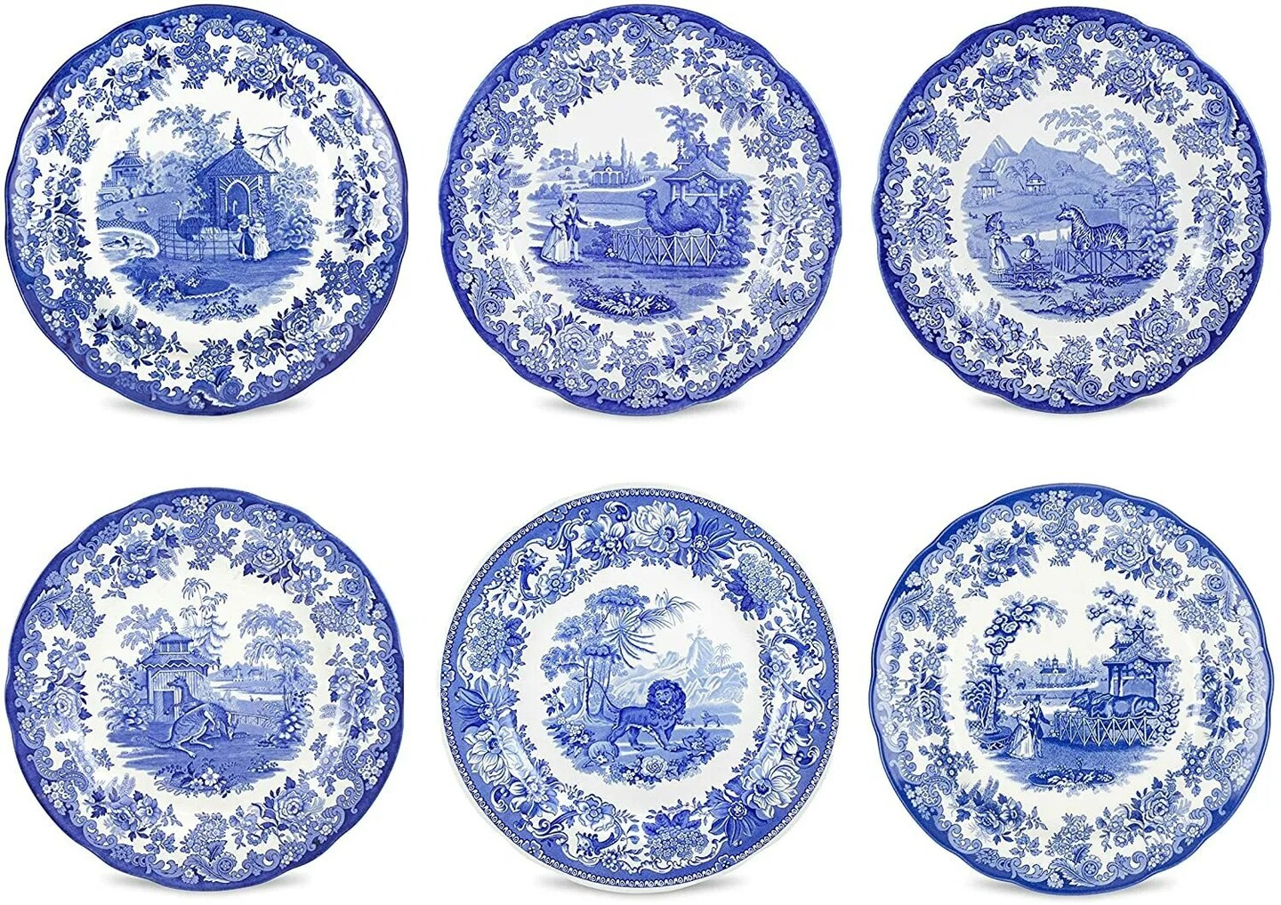 Spode Blue Room Set of 6 Zoological Plates, Assorted Motifs