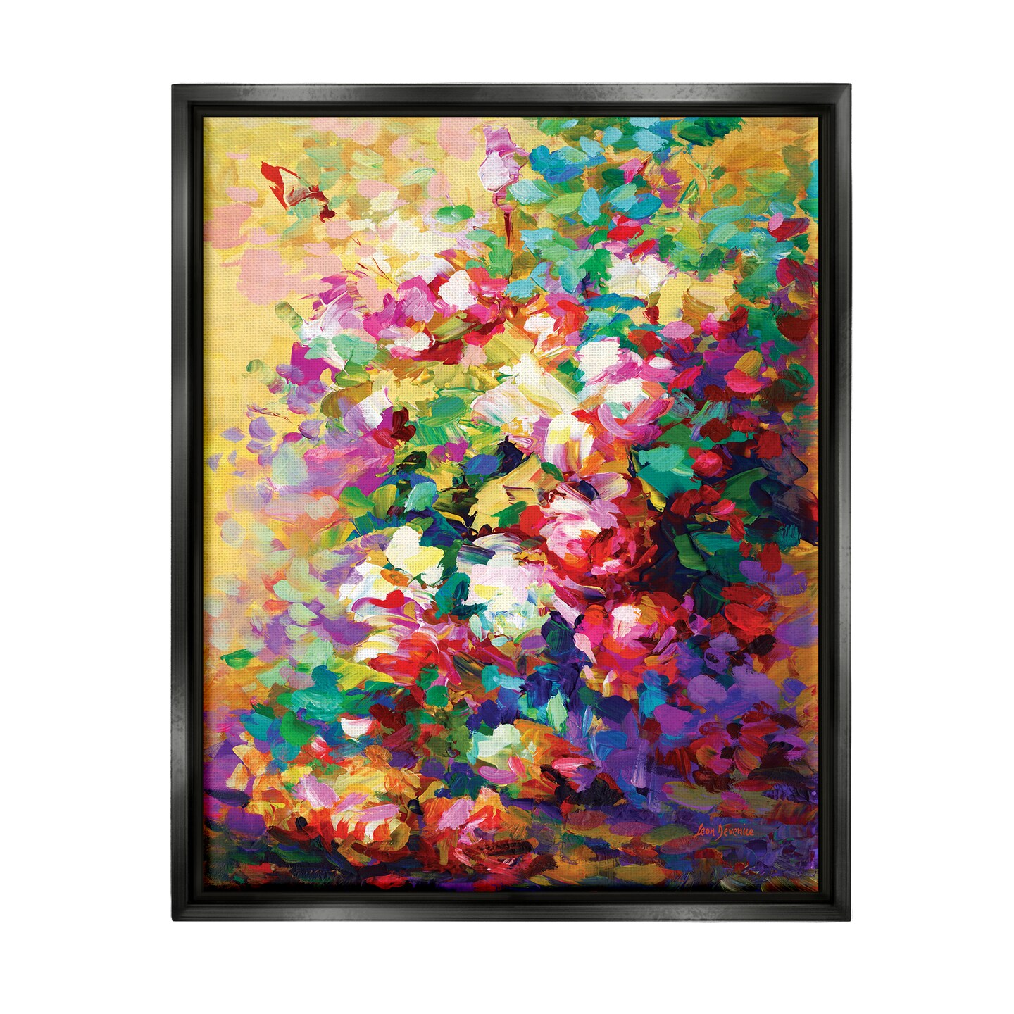 Stupell Industries Vivid Abstract Roses Framed Floater Canvas Wall Art
