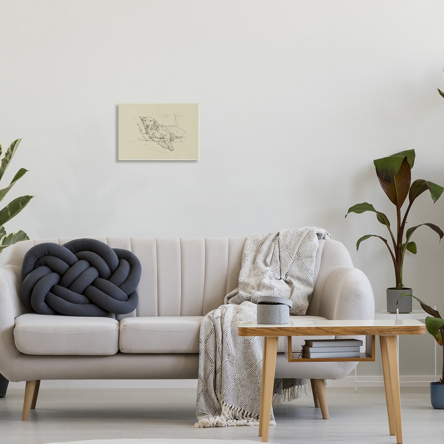 Stupell Industries Fluffy Retriever Napping Sketch Wall Plaque Art