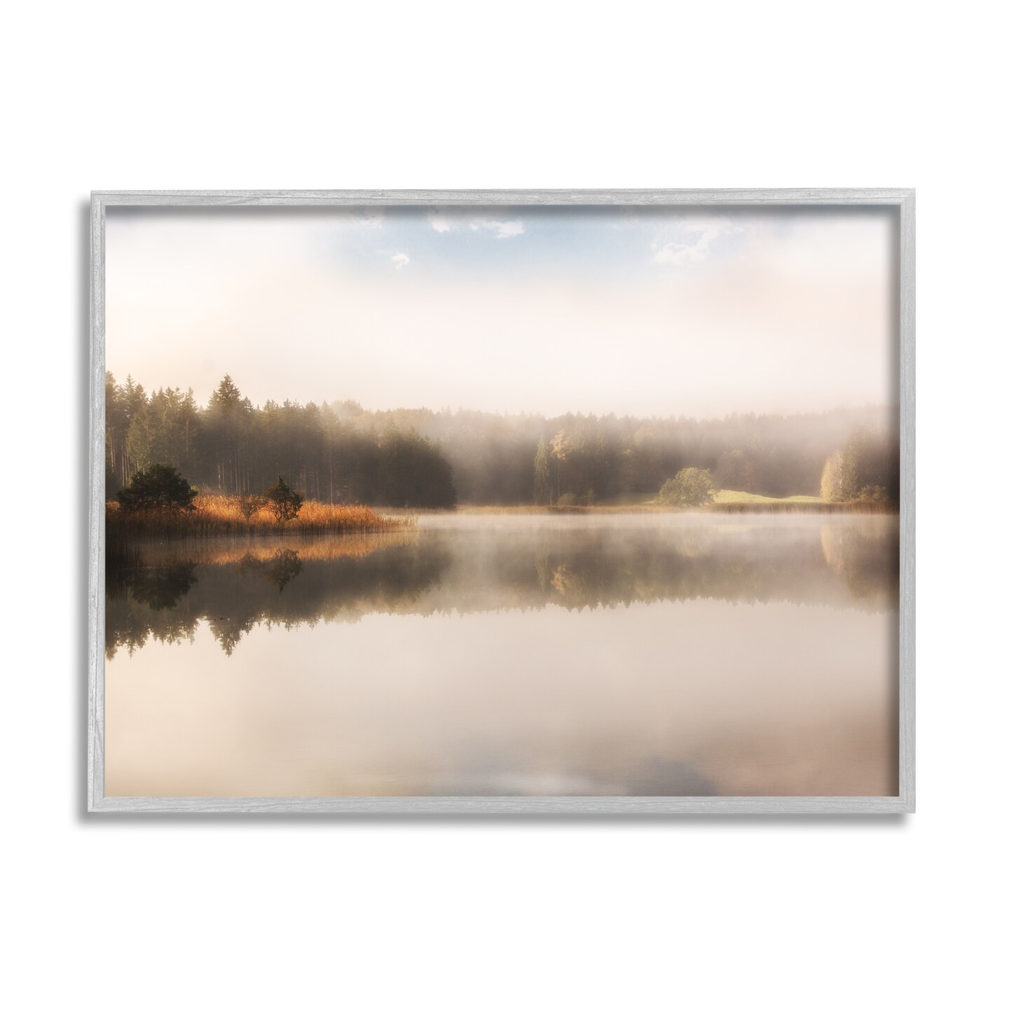 Stupell Industries Autumn Lake Misty Landscape Framed Giclee Art