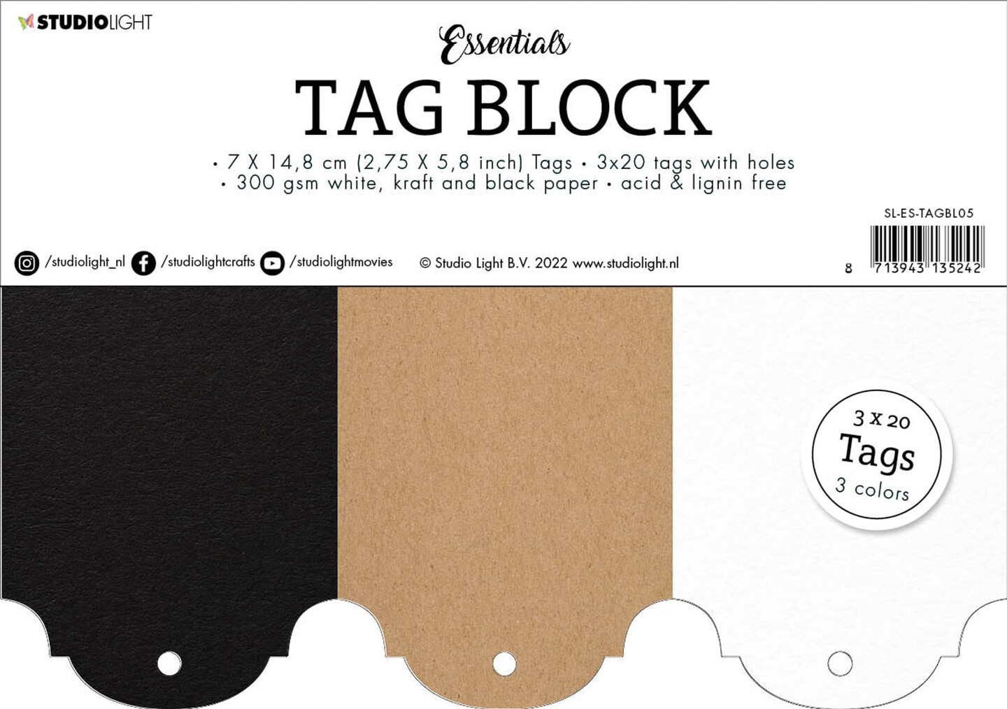 Studio Light SL Tag Block Lovely Tag Essentials 148x210x8mm 60 Tags nr.05