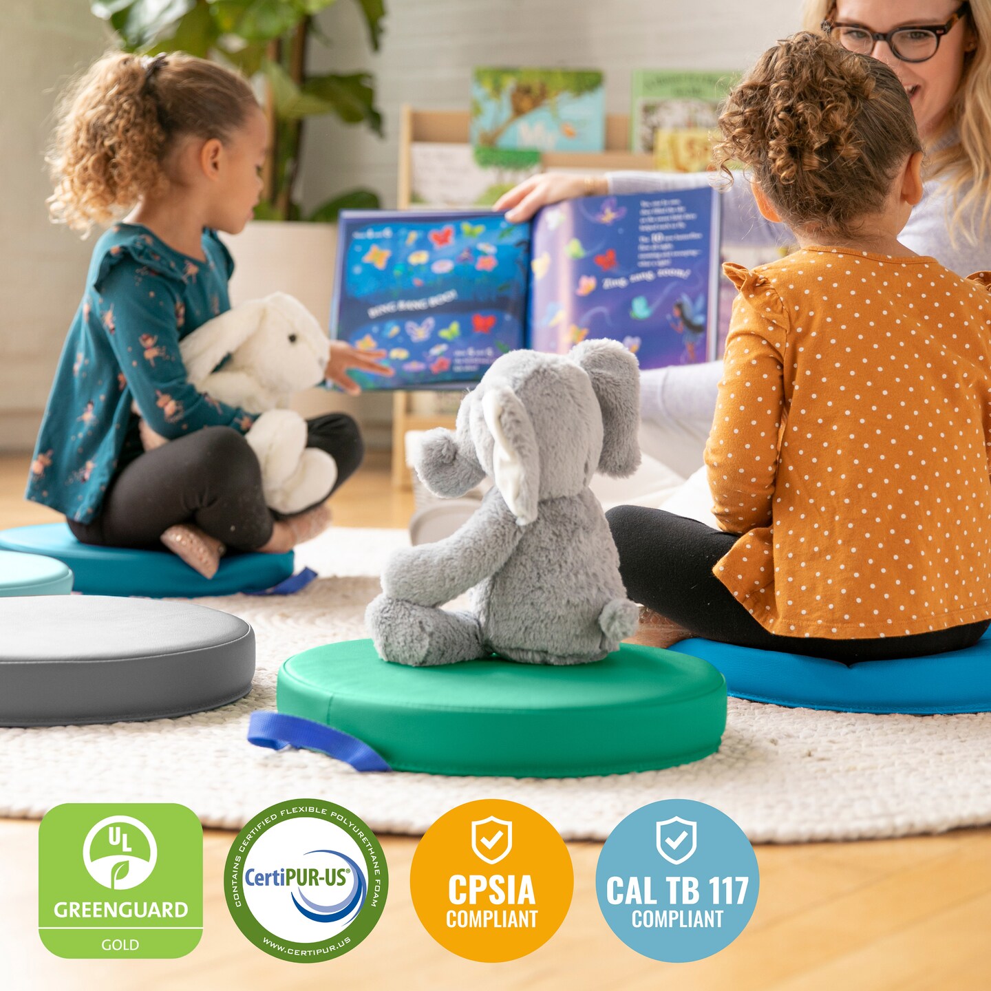 Floor Cushions, Round, Flexible Seating, 6-Piece