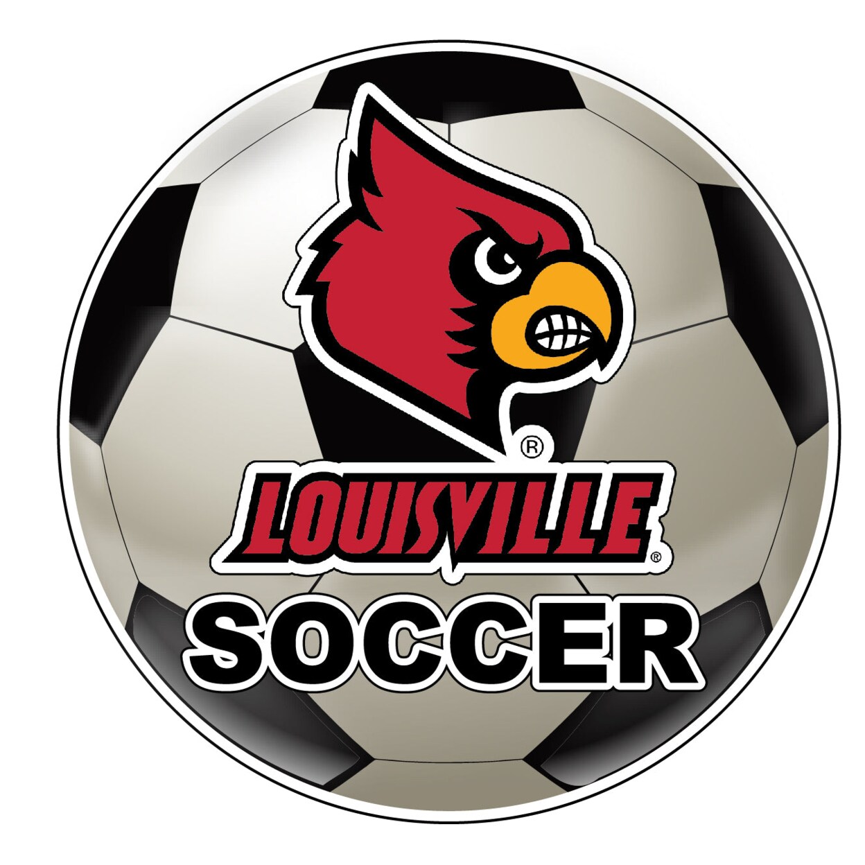 R and R Imports Louisville Cardinals 4-Inch Round Soccer Ball Vinyl Decal Sticker