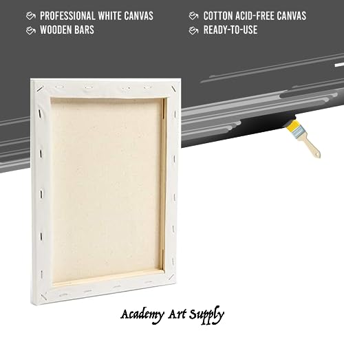 7 Pack Stretched Canvas (11x14) - Blank Canvas for Painting Bulk - Acid-Free White Canvas Panels - Ideal for Painters, Students, Kids