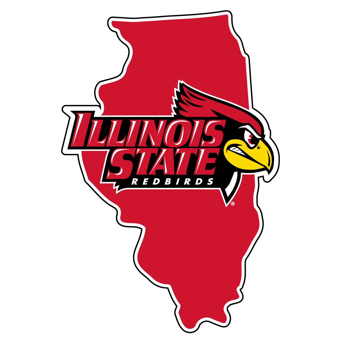 R and R Imports Illinois State Redbirds 4 Inch State Shape Vinyl Decal ...