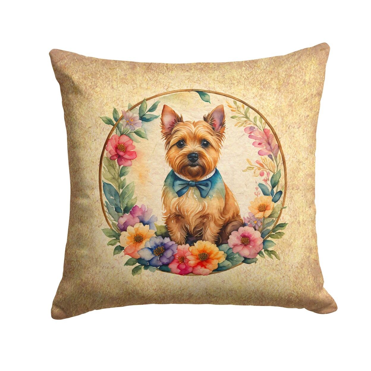 Caroline&#x27;s Treasures Norwich Terrier and Flowers Fabric Decorative Pillow DAC2177