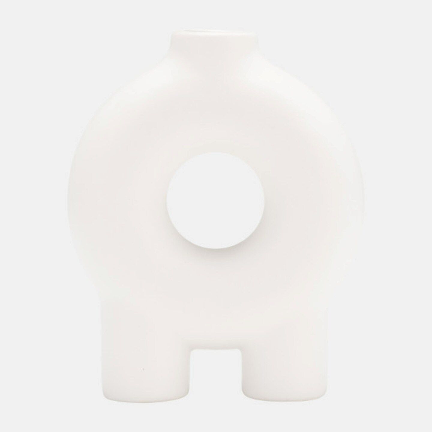 Kingston Living Footed Donut Ceramic Vase - 7&#x22; - White