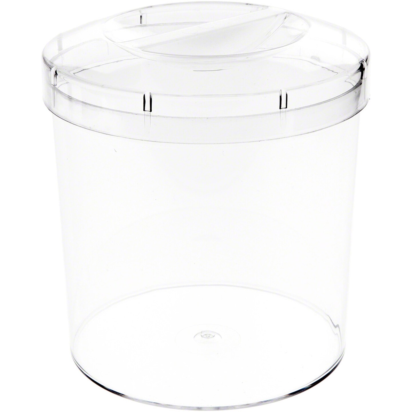 Pioneer Plastics 269C Clear Round Plastic Container with Pinch Style Lid, 5.125&#x22; W x 5.125&#x22; H