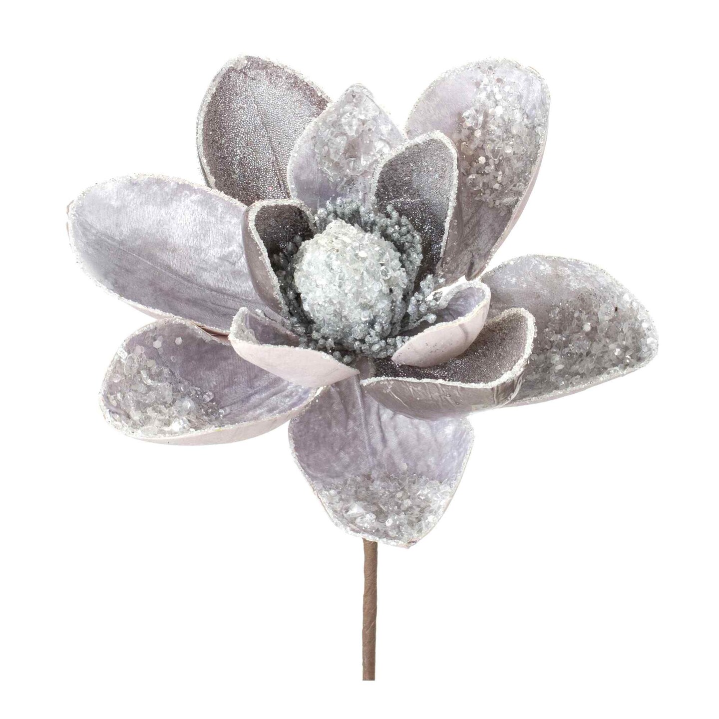 Melrose Set of 2 Glittered Silver Magnolia Artificial Christmas Stems 28&#x22;