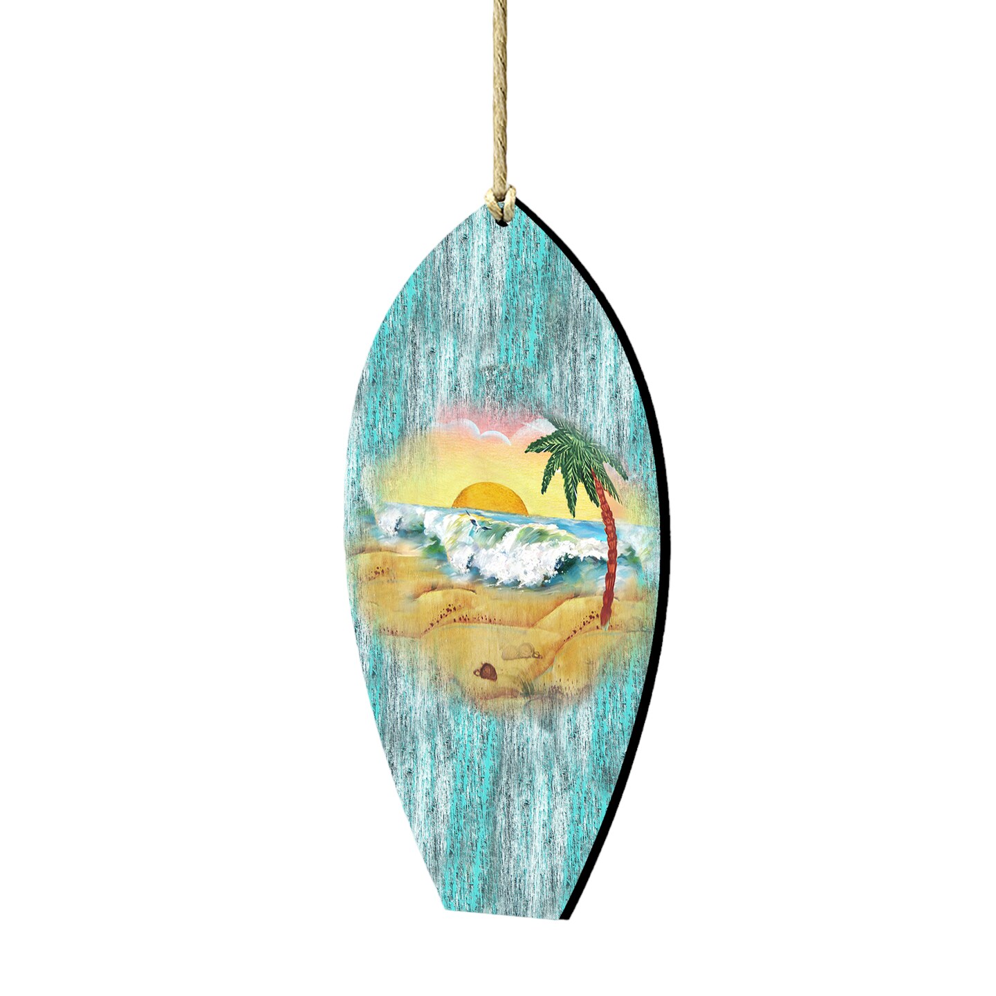 Designocracy Set of 2 Surfboard Beach Scene Wooden Christmas Ornaments ...