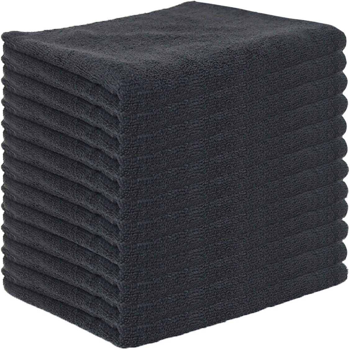 Arkwright Bleach-Safe Microfiber Salon Towels with Silvadur™ Antimicrobial Treatment, 16x27, Black, Buy a 12-Pack or a Bulk Case