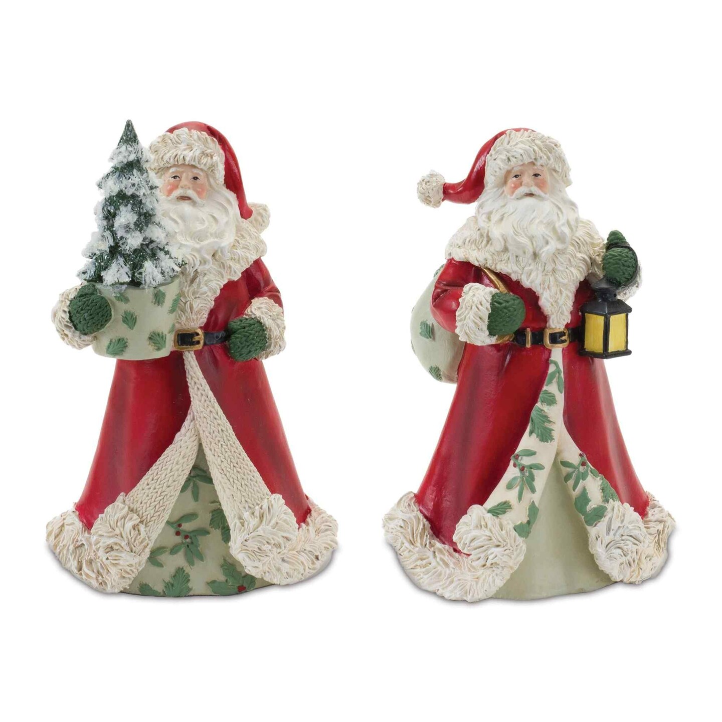 Melrose Set of 2 Santa with Lantern and Tree Tabletop Christmas ...