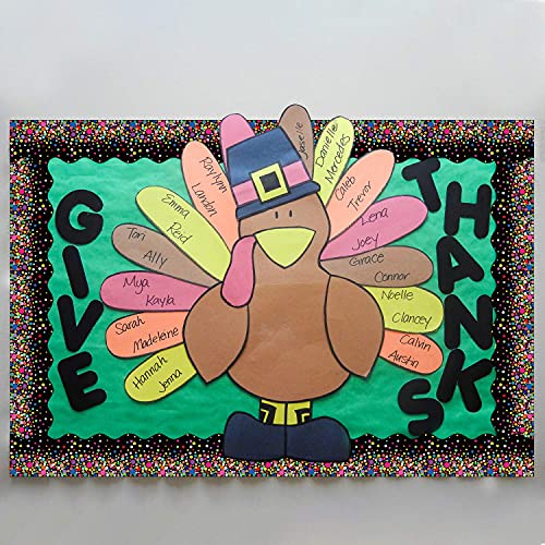 64 Feet Confetti Bulletin Board Borders - Scalloped Trim for Classroom Decoration