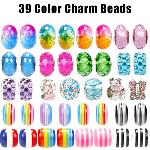 AMAZING TIME 130 Pieces DIY Charm Bracelet Making Kit Including Jewelry Beads, Snake Chains for Girls Teens Age 8-12 Unicorn Mermaid Gifts Christmas Stocking Stuffer