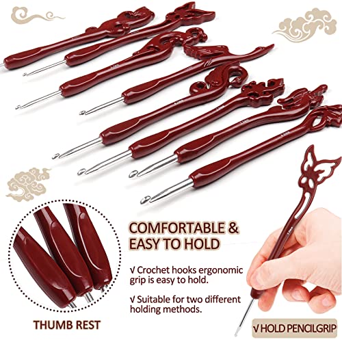 Crochet Kit Animals Crochet Hooks, 7.4&#x27;&#x27; Aluminum Crochet Needles for Crocheting, Crochet Hook Set Ergonomic Knitting Hooks for Crochet Yarn Craft, Crochet Set Premium Knitting Crochet Supplies
