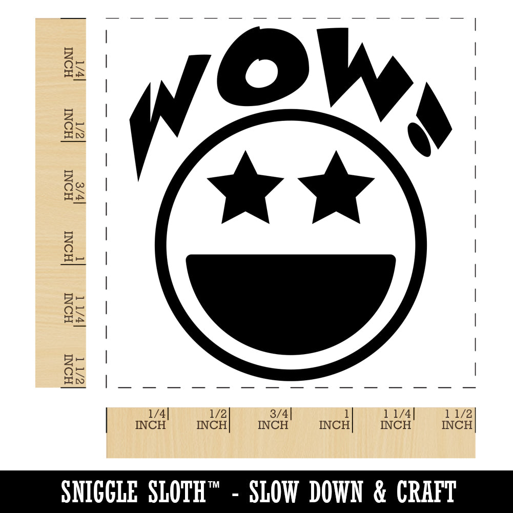Wow with Happy Face Star Eyes Teacher Motivation Self-Inking Rubber Stamp Ink Stamper