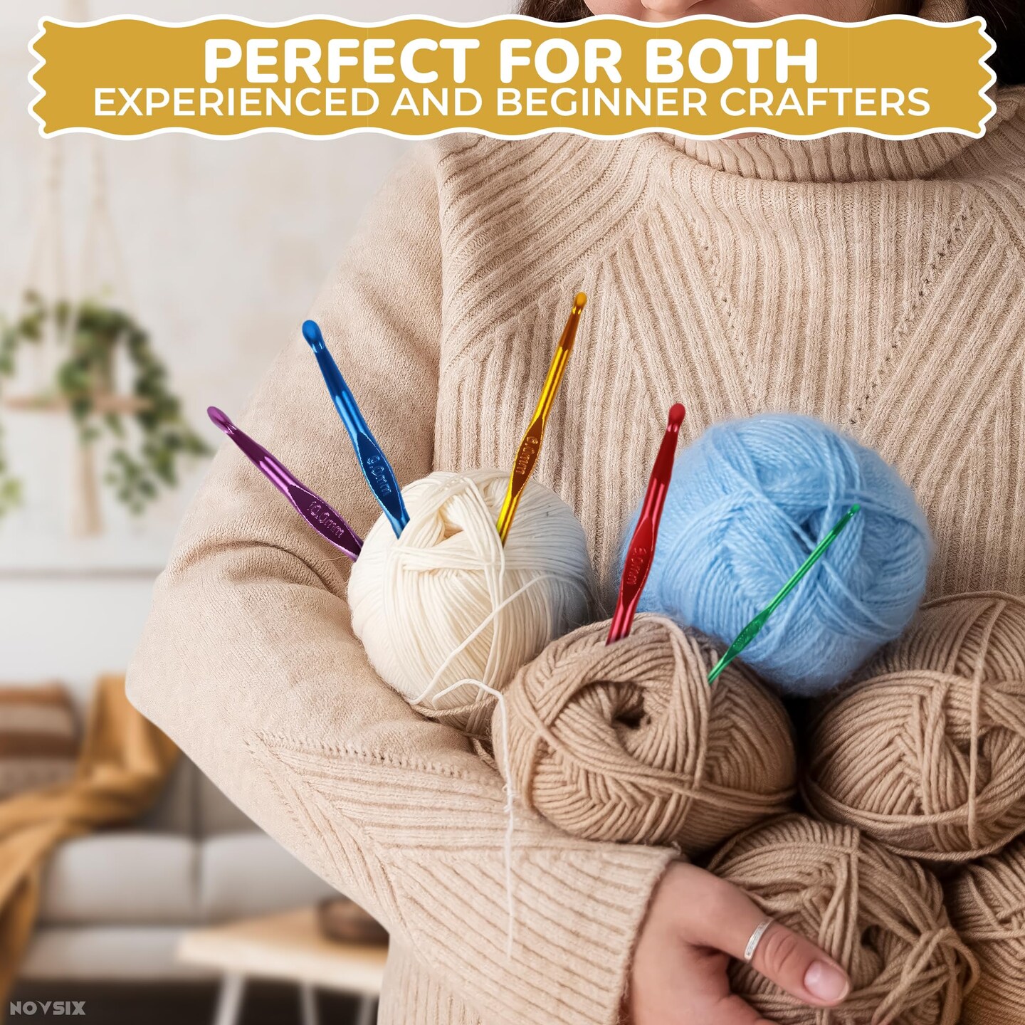 14 Pieces Crochet Hook Knitting Needle Set - Crochet Needles for Crocheting Yarn Clover Crochet Hooks Crochet Accessories (2-10mm) - Adults Craft Supplies and Tools Clover Crochet Hooks
