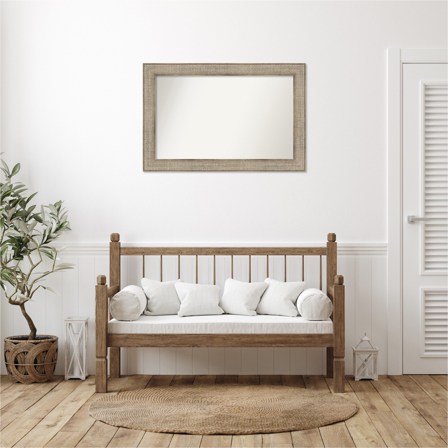 Trellis Silver Non-Beveled Custom Framed Bathroom Vanity Wall Mirror