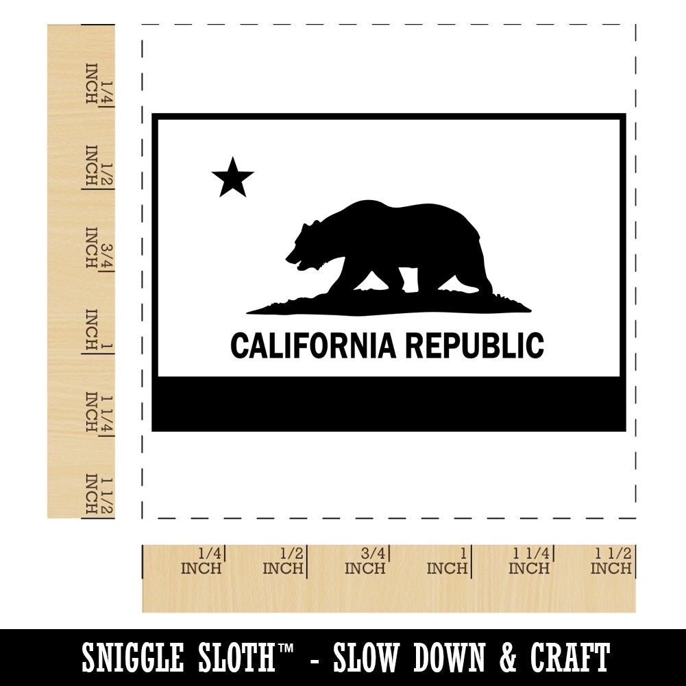 California Flag Solid Bear Self-Inking Rubber Stamp Ink Stamper