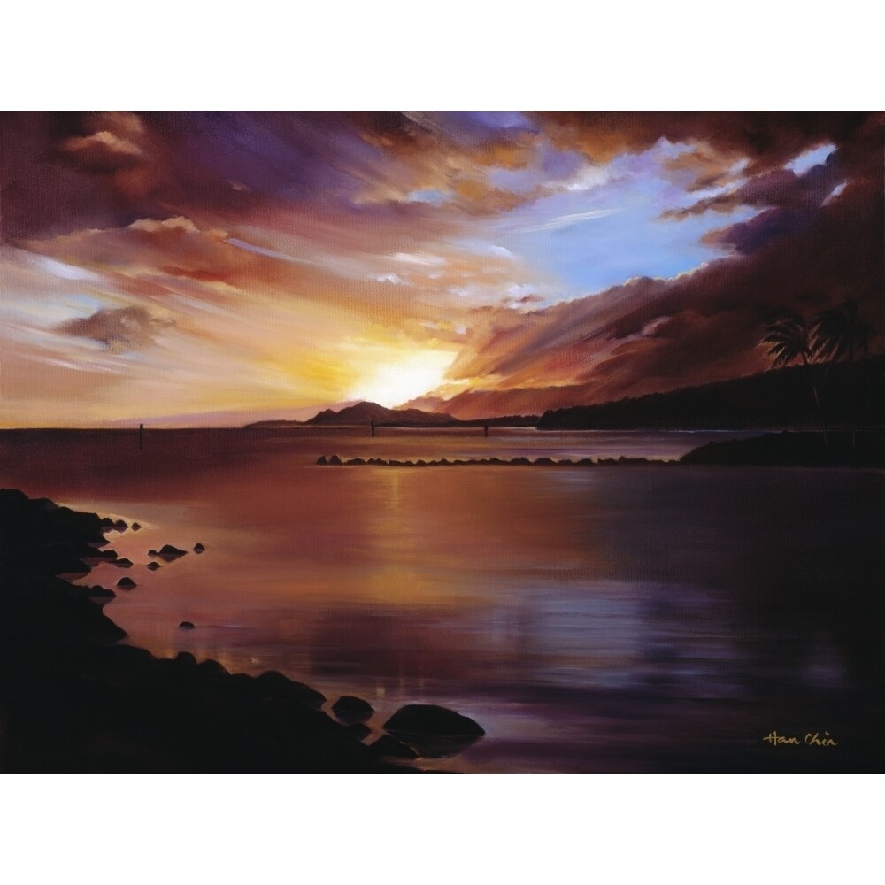 Usa Hawaii Islands Oahu Landscape Of Sunset Over Ocean