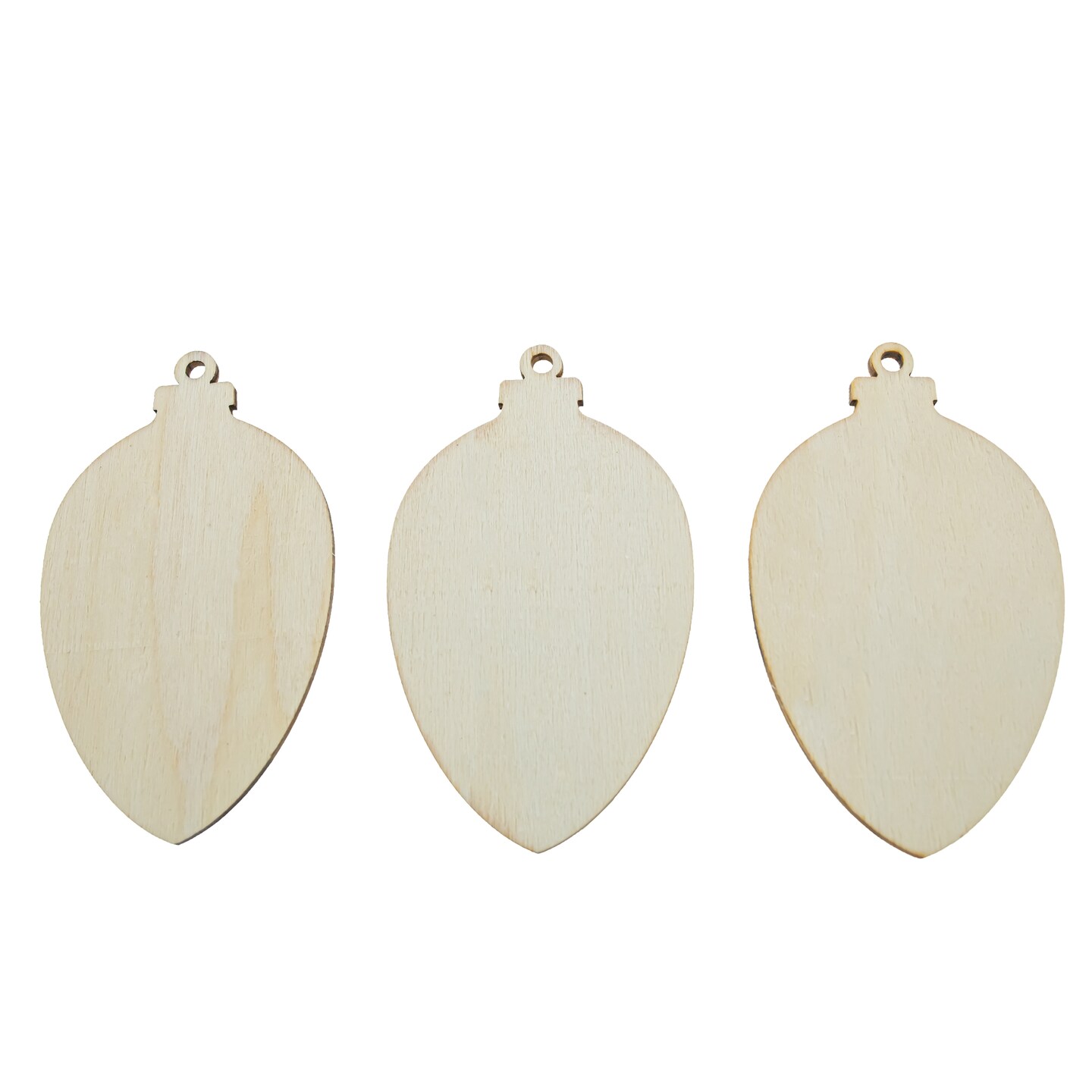 3 Egg Christmas Ornaments Unfinished Wooden Shapes Craft Cutouts DIY Unpainted 3D Plaques 4 Inches