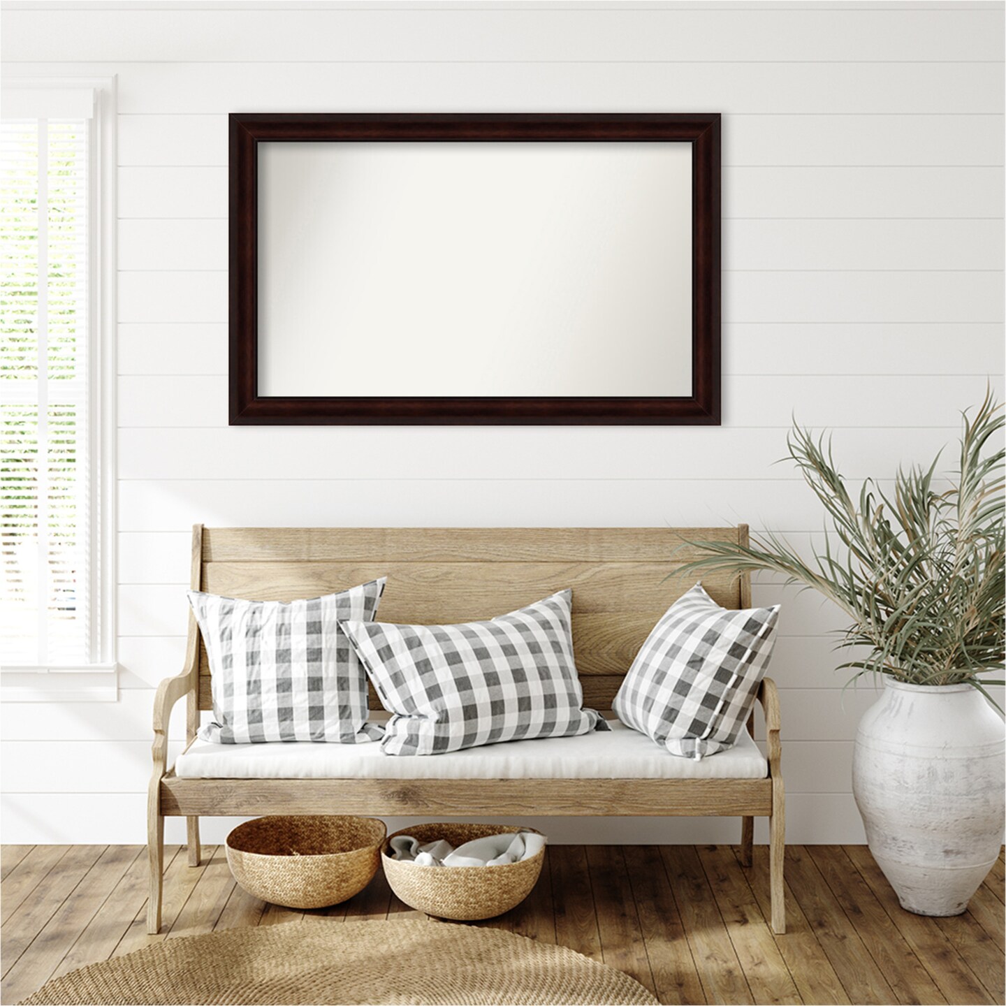 Coffee Bean Brown Non-Beveled Custom Framed Bathroom Vanity Wall Mirror