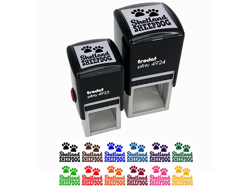 Shetland Sheepdog Dog Paw Prints Fun Text Self-Inking Rubber Stamp Ink Stamper