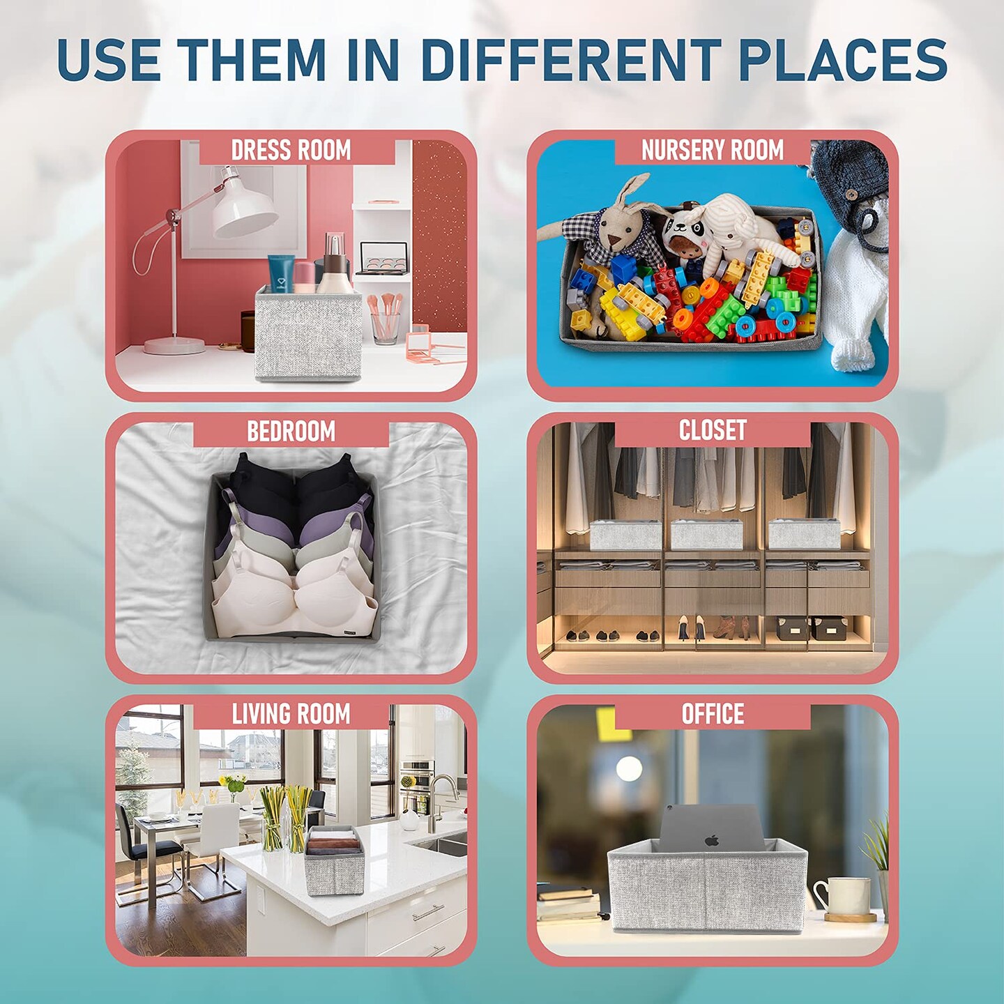 4 Pieces Drawer Organizer Bins &#x2013; Storage Basket Drawer Dividers for Clothes,Underwear, Socks &#x2013; Cloth Container Cube Bins for Home Organization, Closet, Shelves, Dresser