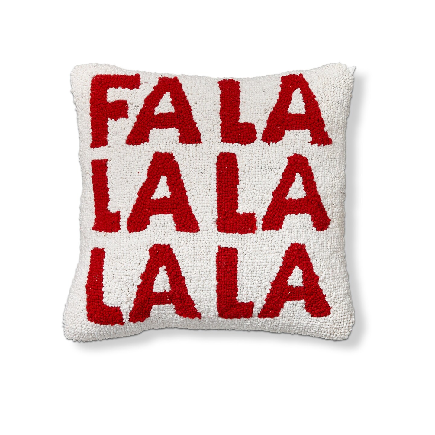 12" x 12" Christmas "Fa La La La La" Small/Petite Needle Tufted Cotton Accent Throw Pillow