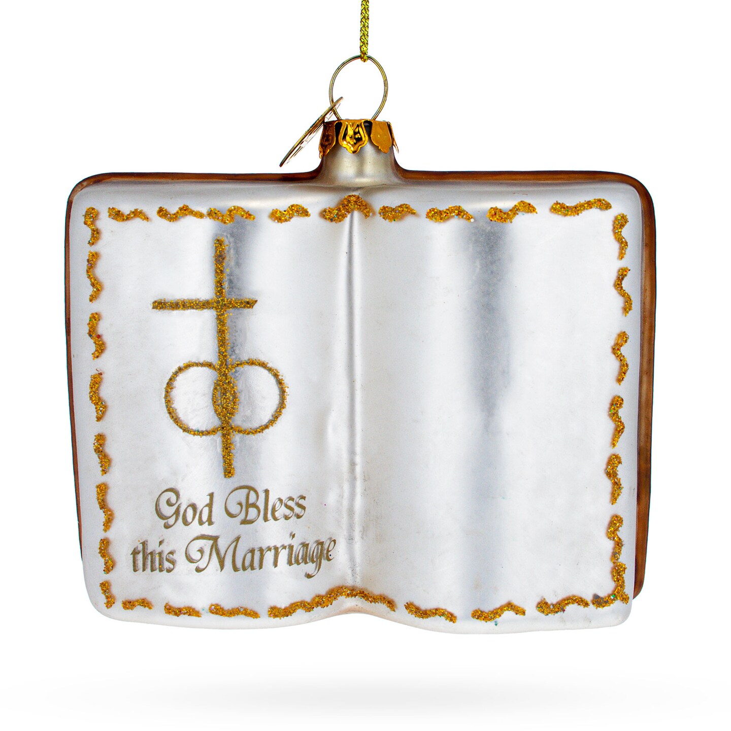 Romantic Wedding Book - Blown Glass Christmas Ornament
