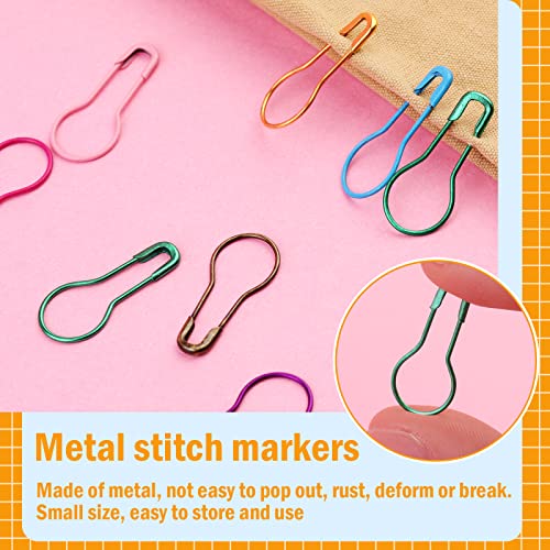 300 Pieces Crochet Markers, Metal Stitch Markers for Crocheting, Crochet Accessories and Supplies, Stitch Markers for Knitting and Crocheting, Safty Pins for Fabric and Paper